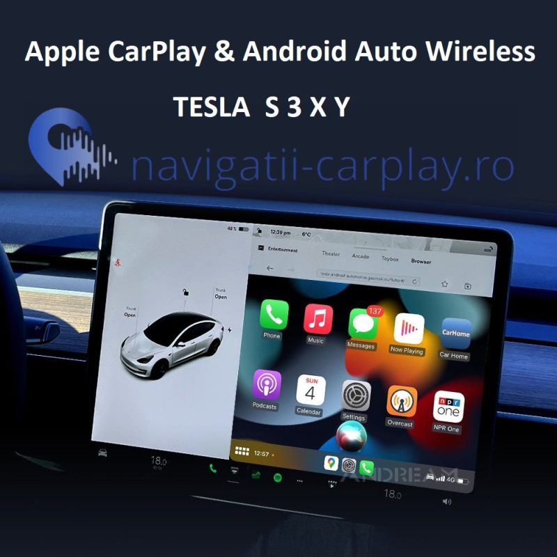 Adaptor Apple CarPlay & Android Auto Wireless pentru Tesla S 3 X Y