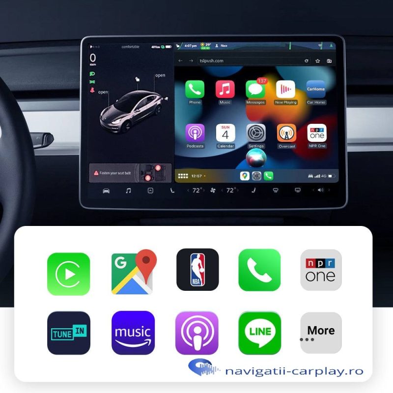Adaptor Apple Carplay si Android Auto wireless pentru Tesla