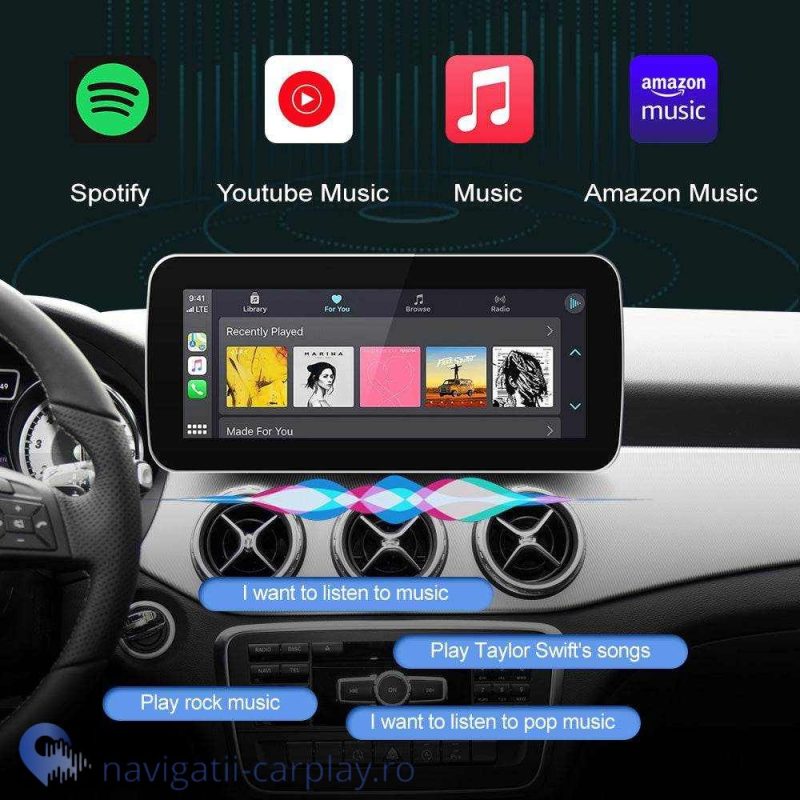 Aplicații Ecran dedicat cu Apple CarPlay și Android Auto Wireless pentru Mercedes-Benz A, B, CLA, GLA, C, CLS, ML, G, E cu unitate NTG 4.5