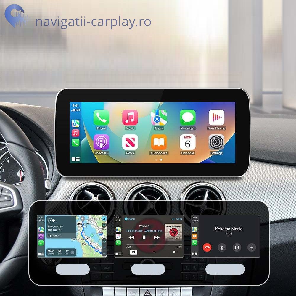 Aplicații Ecran dedicat cu Apple CarPlay și Android Auto Wireless pentru Mercedes-Benz A, B, CLA, GLA, C, CLS, ML, G, GL, E cu unitate NTG 4.5