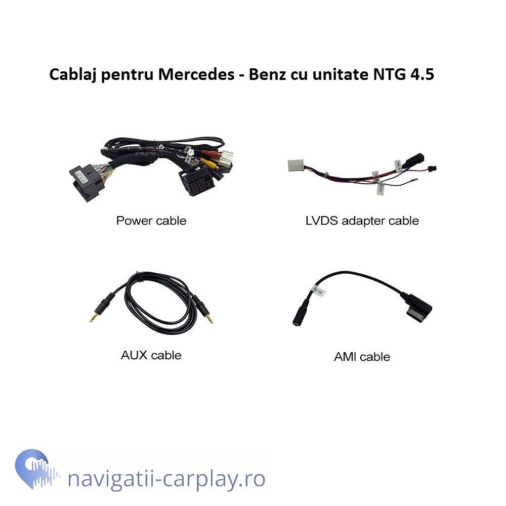 Cabluri Ecran dedicat cu Apple CarPlay și Android Auto Wireless pentru Mercedes-Benz A, B, CLA, GLA, C, CLS, ML, G, E cu unitate NTG 4.5