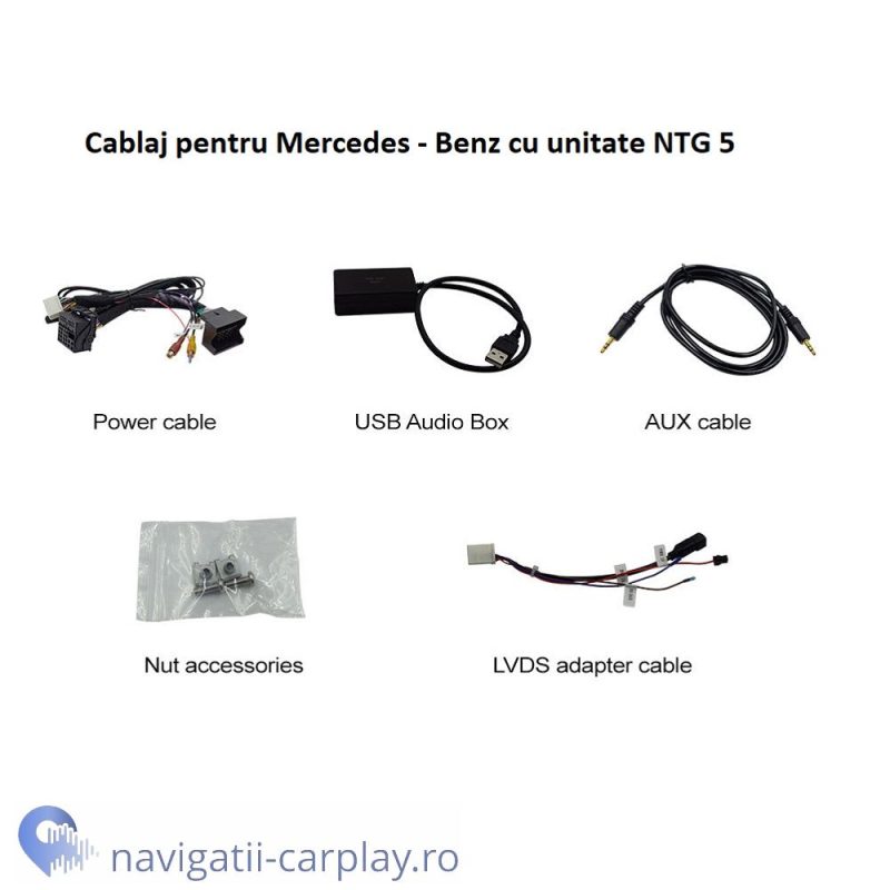 Cabluri Ecran dedicat cu Apple CarPlay și Android Auto Wireless pentru Mercedes-Benz GLC X253 si C Class w205 cu unitate NTG 5