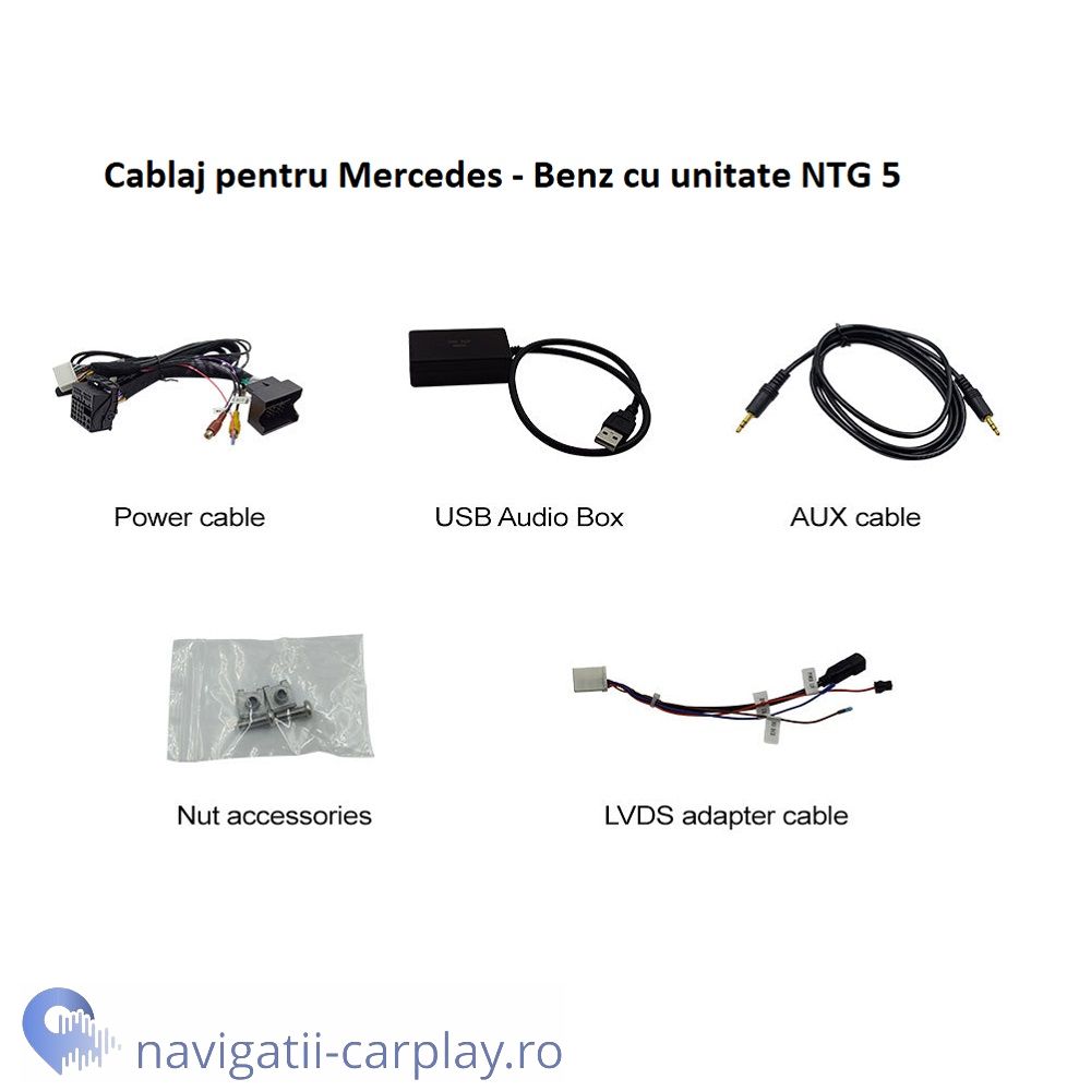 Cabluri Ecran dedicat cu Apple CarPlay și Android Auto Wireless pentru Mercedes-Benz GLC X253 si C Class w205 cu unitate NTG 5