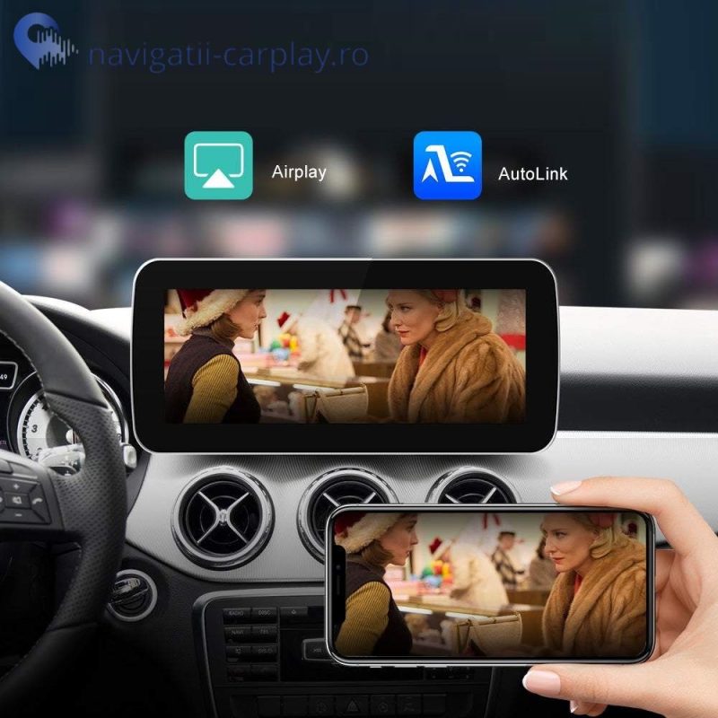 Mirror Ecran dedicat cu Apple CarPlay și Android Auto Wireless pentru Mercedes-Benz A, B, CLA, GLA, C, CLS, ML, G, E cu unitate NTG 4.5