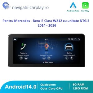 Navigație dedicată Android Mercedes-Benz E Class W212 cu unitate NTG 5, 10.25" / 12.3", 8GB RAM, 128GB SSD, Display Touchscreen QLED, Wi-Fi, SIM 4G