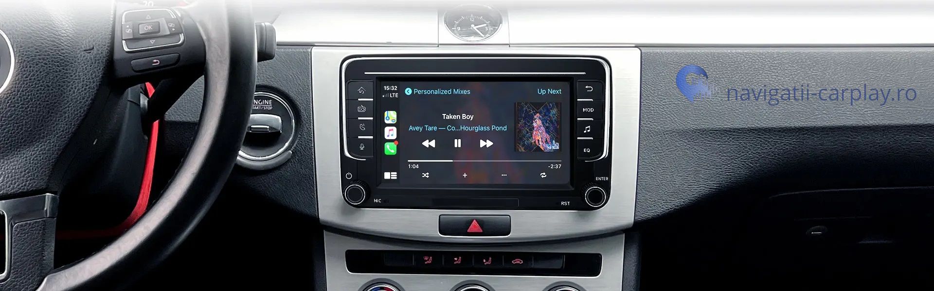 Apple Music Cablaj Ecran dedicat 7inch cu Apple CarPlay și Android Auto Wireless pentru Volkswagen Skoda Seat