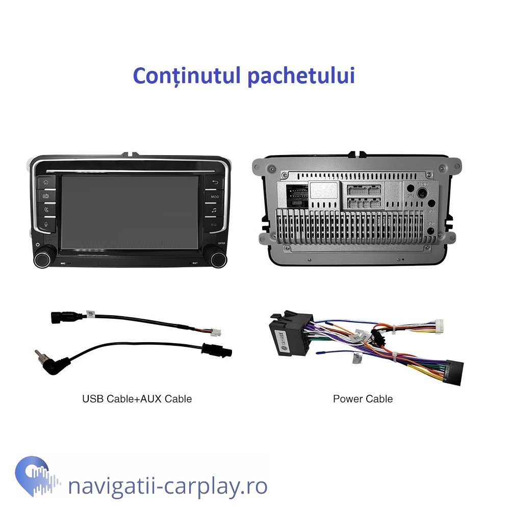 Cablaj Ecran dedicat 7inch cu Apple CarPlay și Android Auto Wireless pentru Volkswagen Skoda Seat