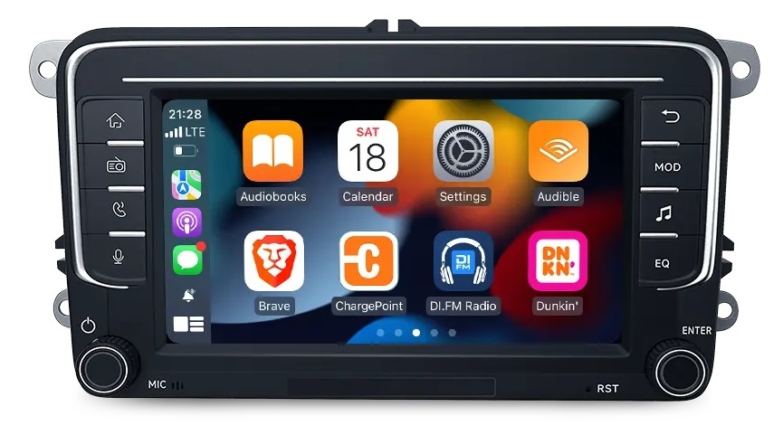 Ecran dedicat 7inch cu Apple CarPlay și Android Auto Wireless Volkswagen Skoda Seat