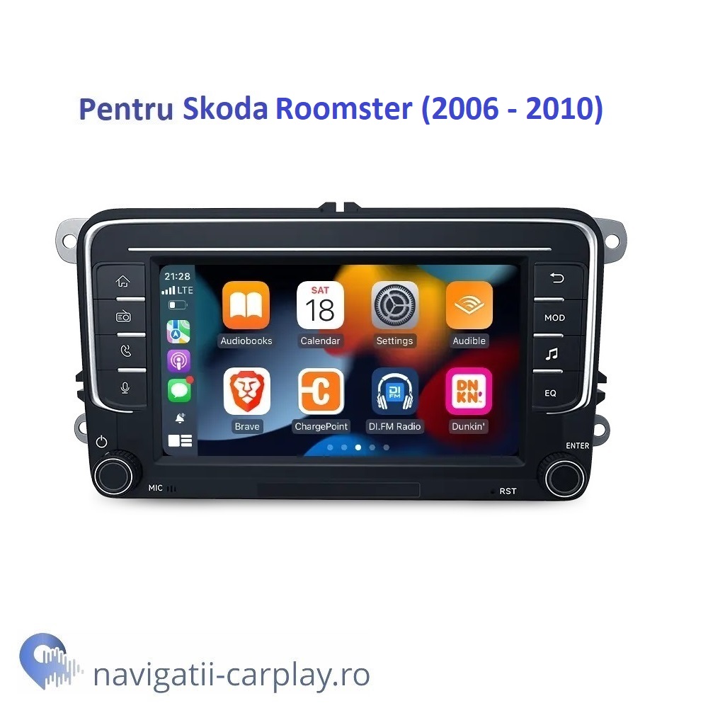 Ecran dedicat 7inch cu Apple CarPlay și Android Auto Wireless pentru Skoda Roomster