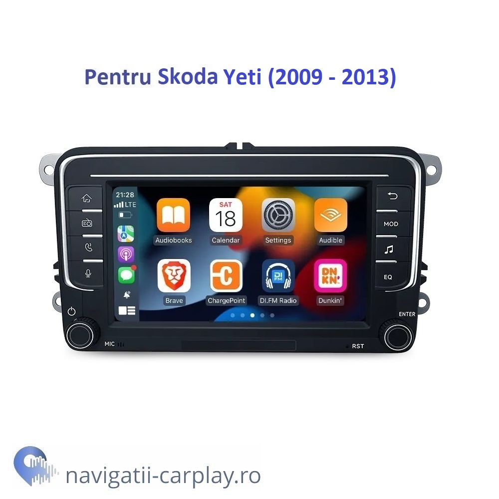 Ecran dedicat 7inch cu Apple CarPlay și Android Auto Wireless pentru Skoda Yeti