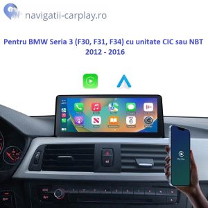 Ecran dedicat cu Apple CarPlay și Android Auto Wireless pentru BMW F30 F31 F34 cu unitate CIC sau NBT