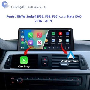 Ecran dedicat cu Apple CarPlay și Android Auto Wireless pentru BMW F32 F33 F36 cu unitate EVO