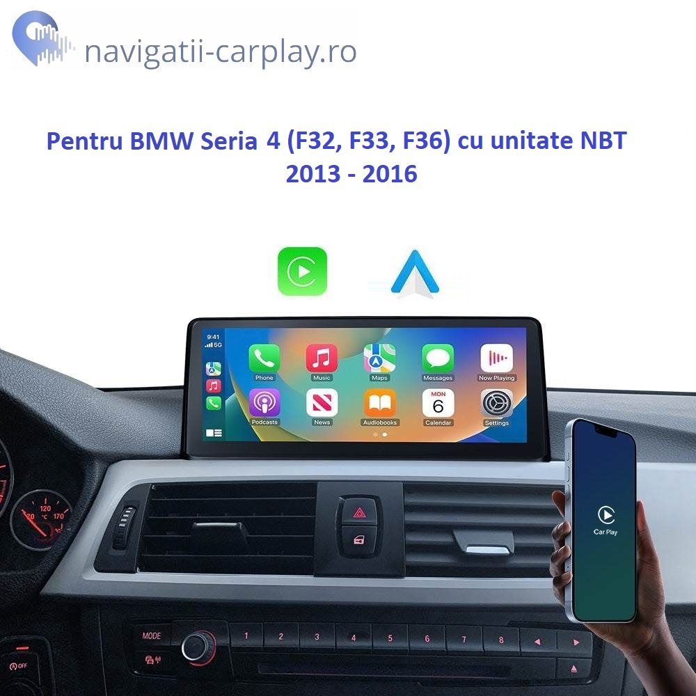 Ecran dedicat cu Apple CarPlay și Android Auto Wireless pentru BMW F32 F33 F36 cu unitate NBT