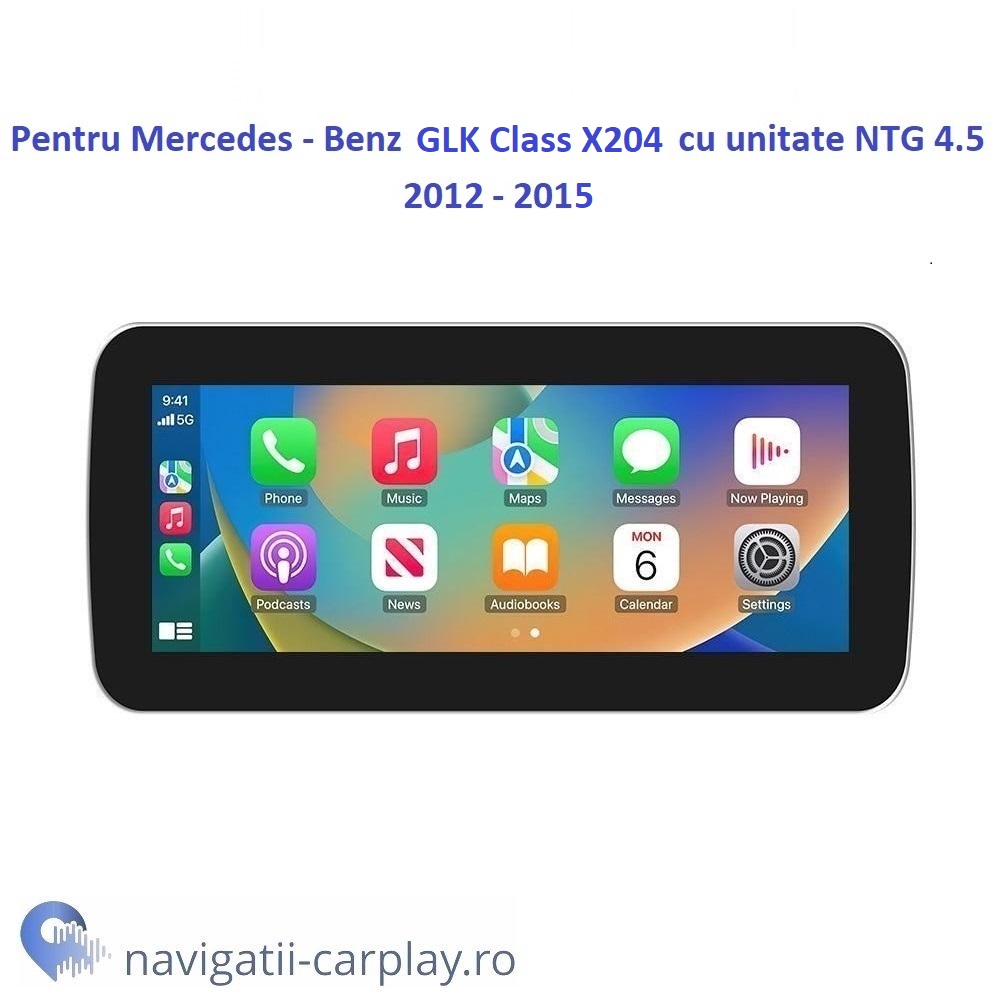 Ecran dedicat cu Apple CarPlay și Android Auto Wireless pentru Mercedes Benz GLK Class X204 cu unitate NTG 4.5