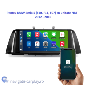 Ecran integrat dedicat cu Apple CarPlay și Android Auto Wireless pentru BMW F10 F11 F07 cu unitate NBT