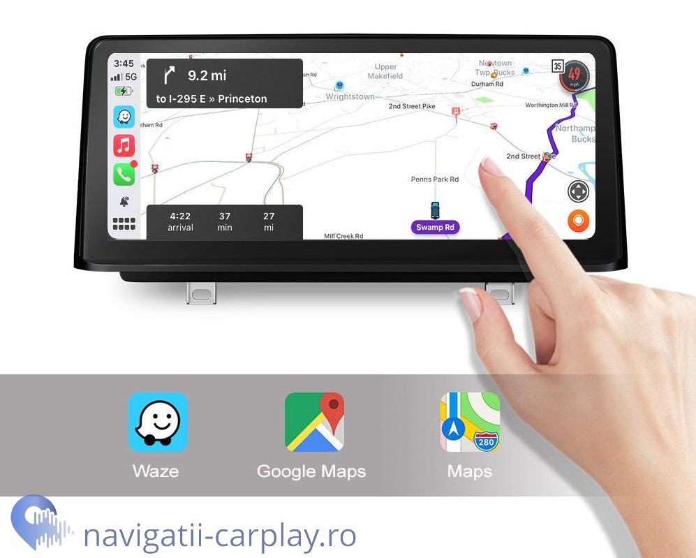 Waze Ecran dedicat cu Apple CarPlay și Android Auto Wireless pentru BMW F30 F31 F34 cu unitate CIC NBT sau EVO
