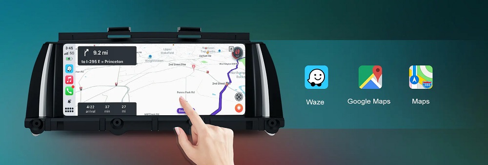 banner waze Ecran dedicat cu Apple CarPlay și Android Auto Wireless pentru BMW X3 F25 si X4 F26 cu unitate CIC sau NBT