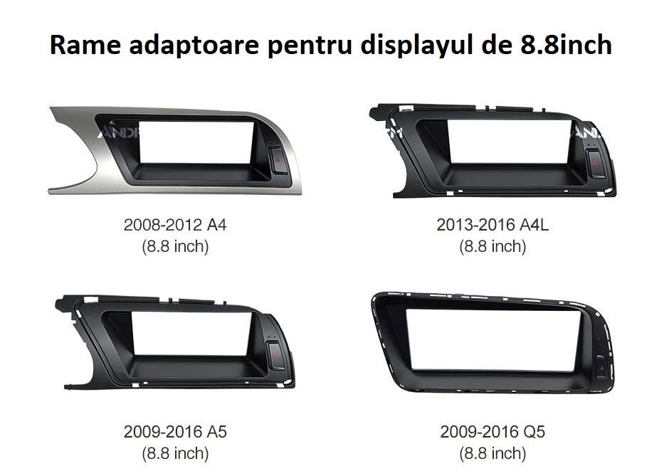 rama adaptoare 8.8 Ecran dedicat cu Apple CarPlay și Android Auto Wireless pentru Audi A4 A5 Q5